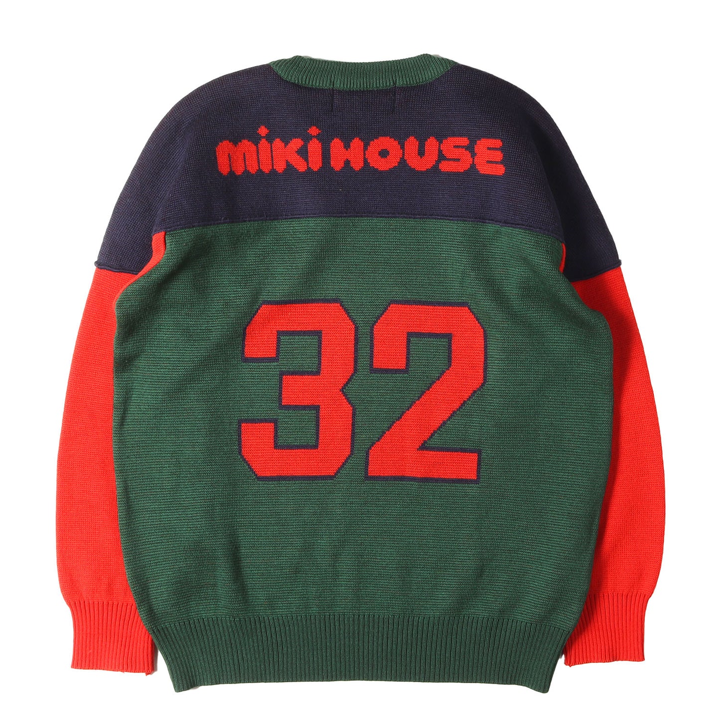 [希少 メンズサイズ] 90s ロゴ スター ナンバリング カップショルダー クルーネック ニット / miki HOUSE ミキハウス