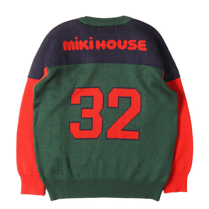 [希少 メンズサイズ] 90s ロゴ スター ナンバリング カップショルダー クルーネック ニット / miki HOUSE ミキハウス
