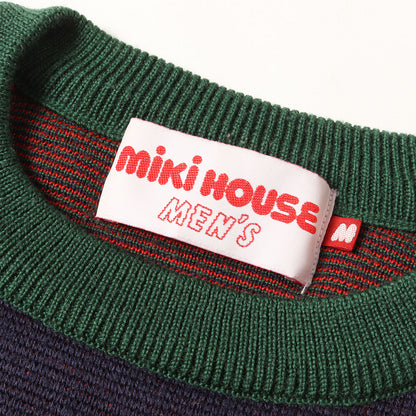 [希少 メンズサイズ] 90s ロゴ スター ナンバリング カップショルダー クルーネック ニット / miki HOUSE ミキハウス