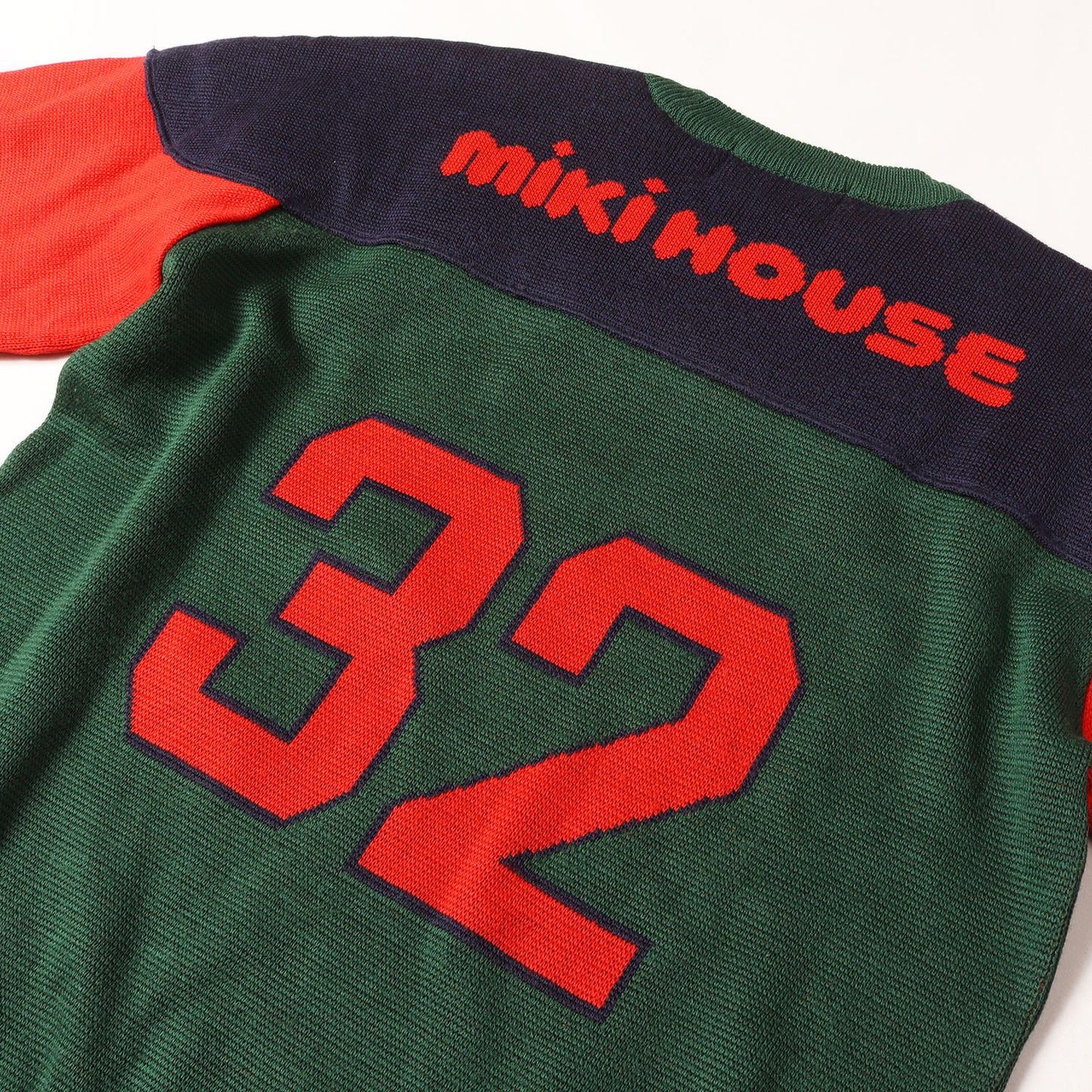[希少 メンズサイズ] 90s ロゴ スター ナンバリング カップショルダー クルーネック ニット / miki HOUSE ミキハウス