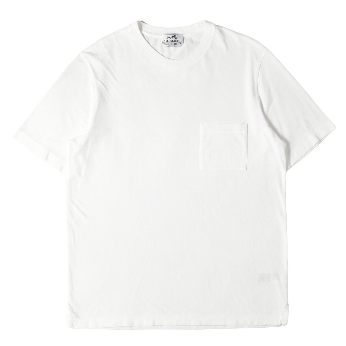 H刺繍ポケット 鹿の子 クルーネック Tシャツ
