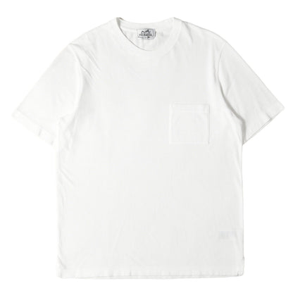 H刺繍ポケット 鹿の子 クルーネック Tシャツ