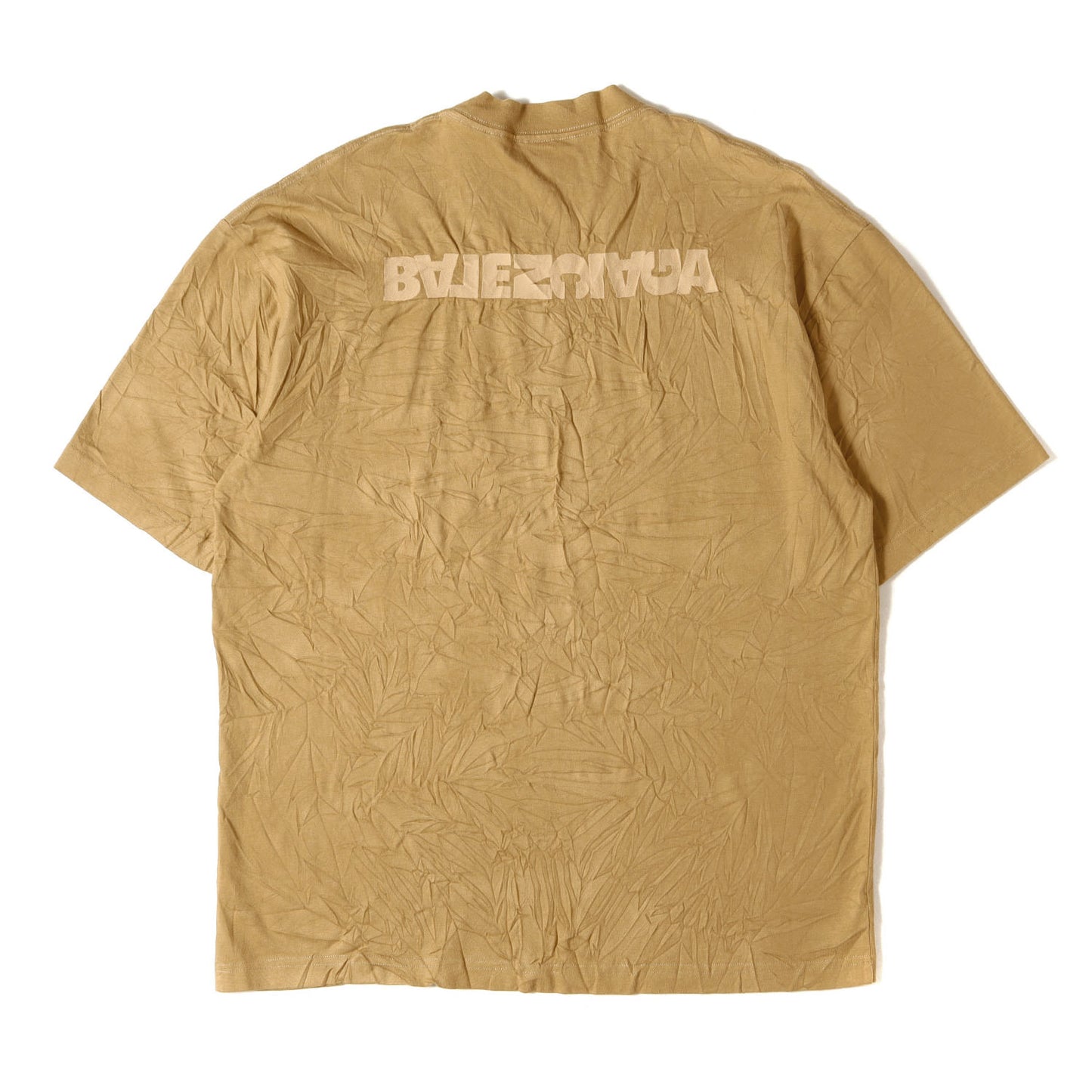 22SS シワ加工 ブランドロゴ刺繍 クルーネック Tシャツ