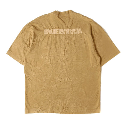 22SS シワ加工 ブランドロゴ刺繍 クルーネック Tシャツ
