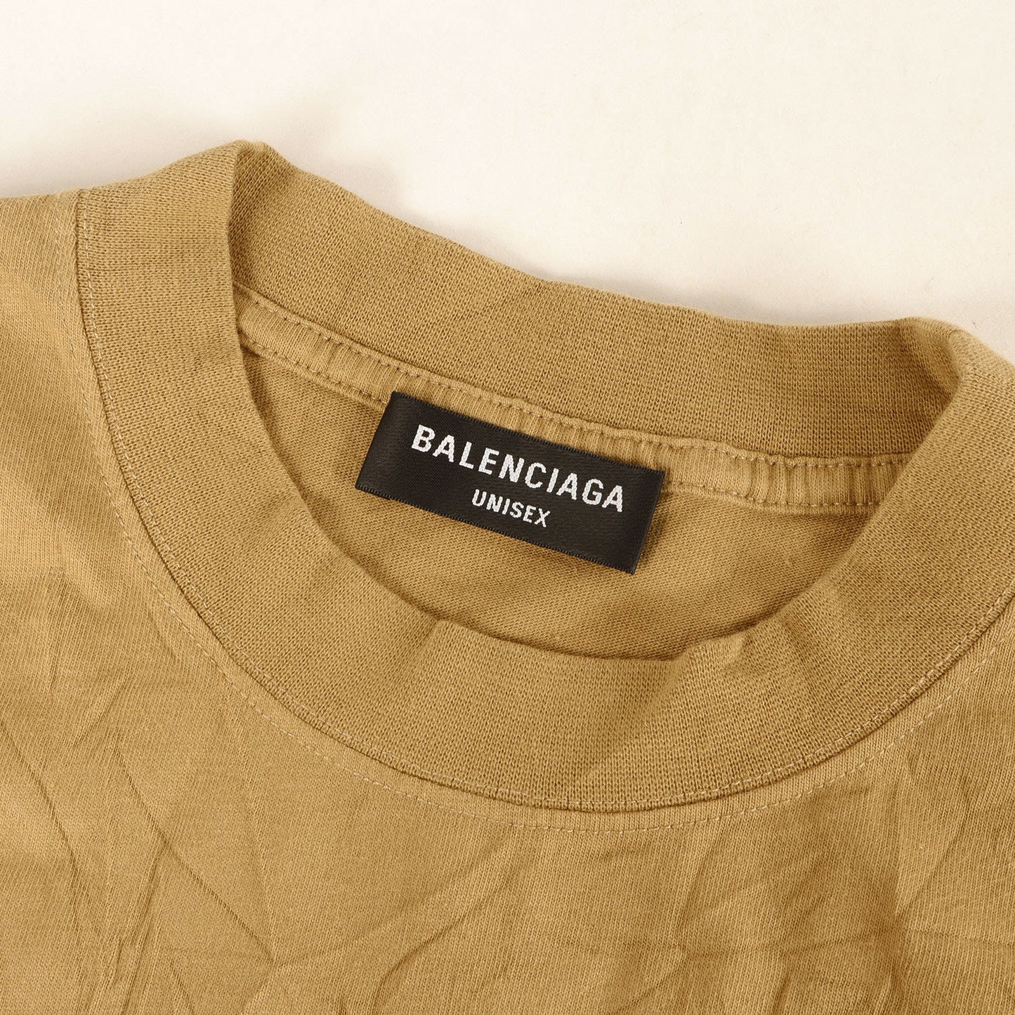 22SS シワ加工 ブランドロゴ刺繍 クルーネック Tシャツ