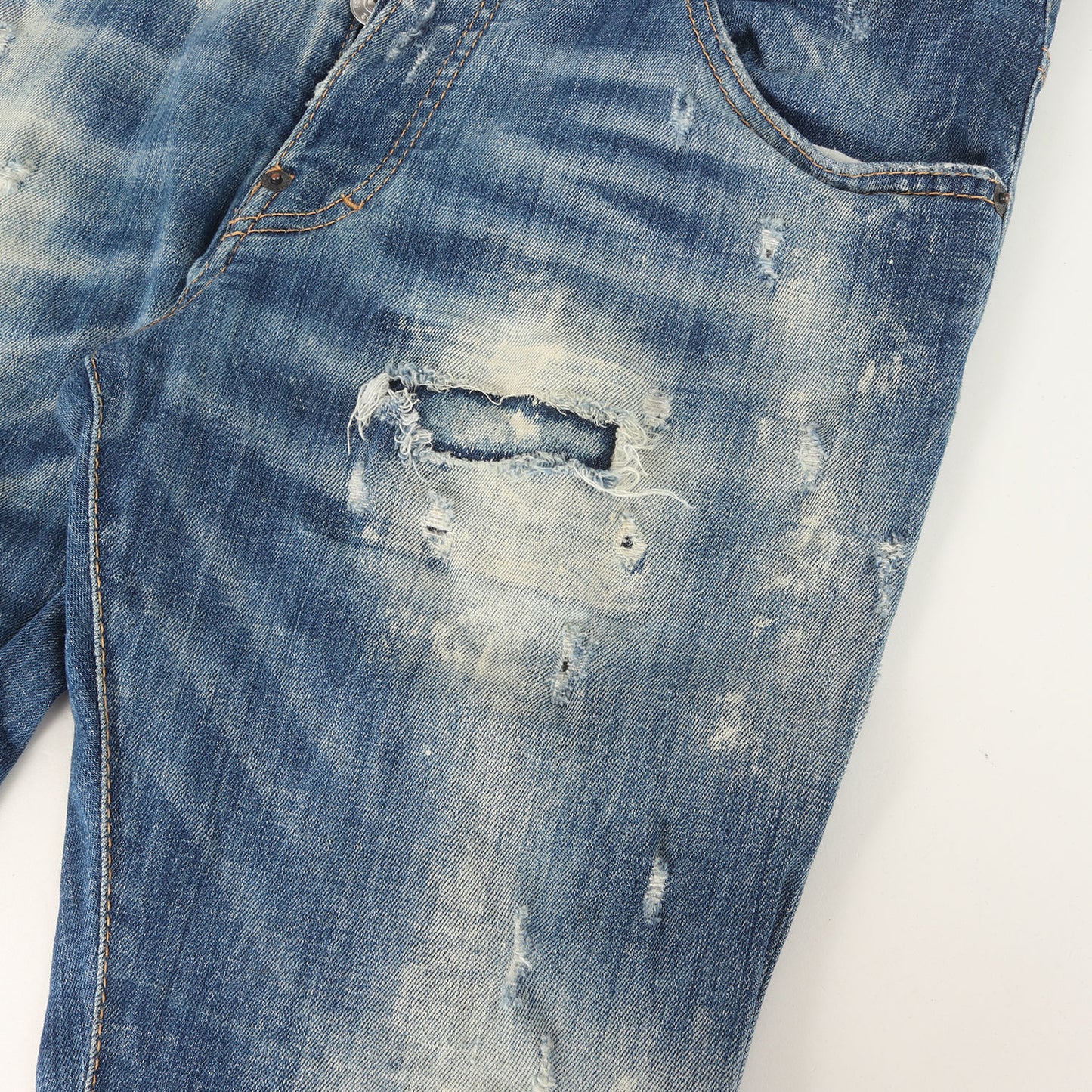22SS スケーター ダメージリペア加工 ストレッチ デニムパンツ(Skater Jean)