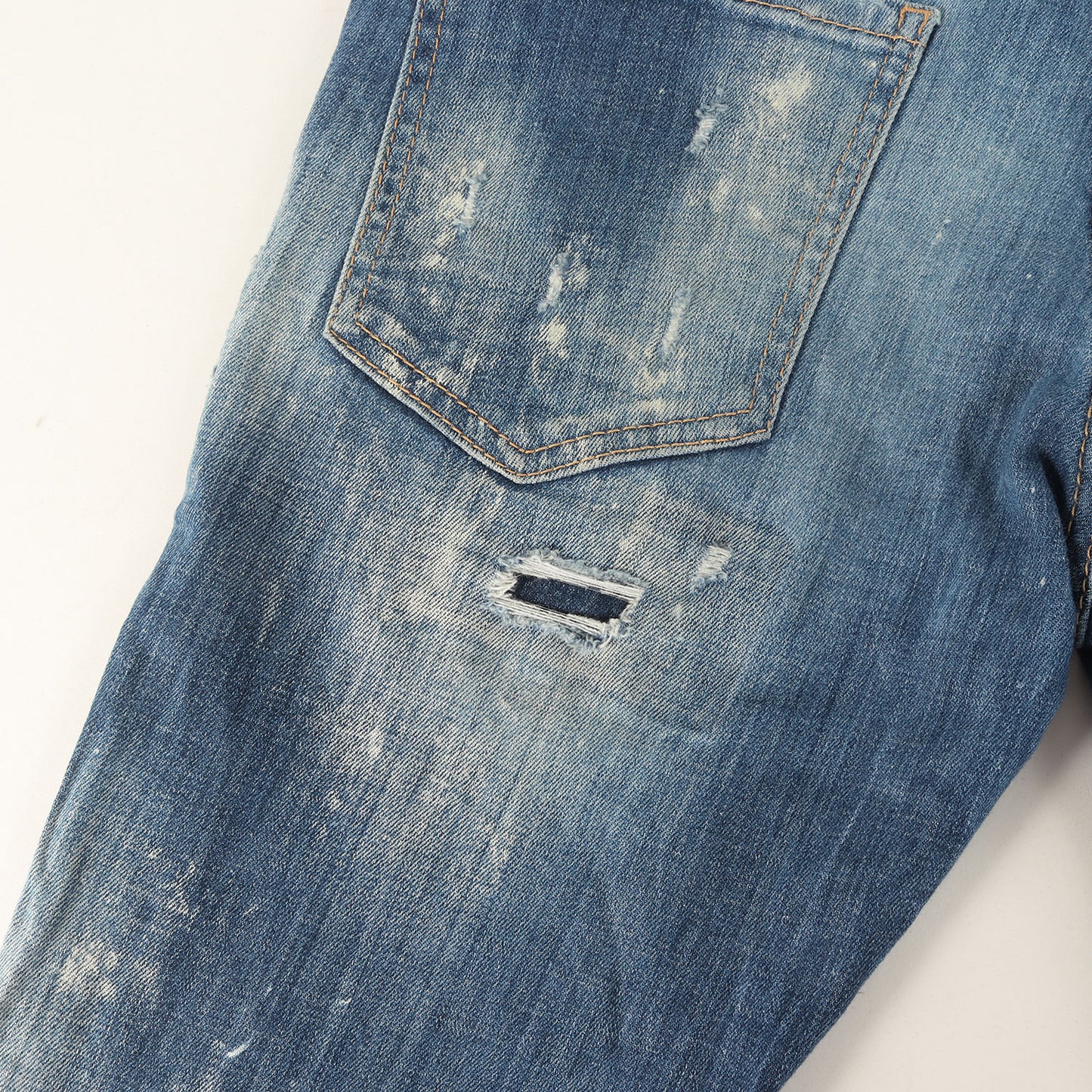 22SS スケーター ダメージリペア加工 ストレッチ デニムパンツ(Skater Jean)