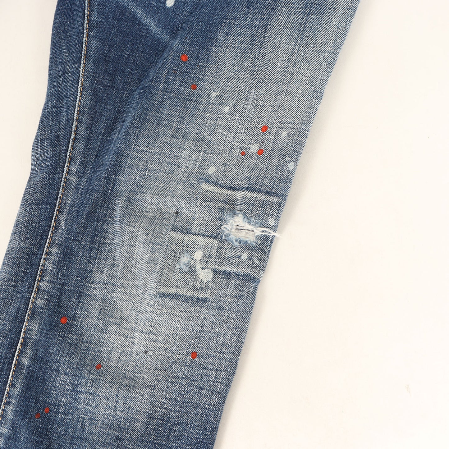 25SS ダメージリペア&ペイント加工 ストレッチ デニムパンツ(Medium Easy Wash Super Twinky Jeans)