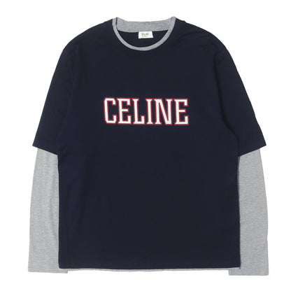 25SS ブランドロゴ レイヤード ロングスリーブ Tシャツ