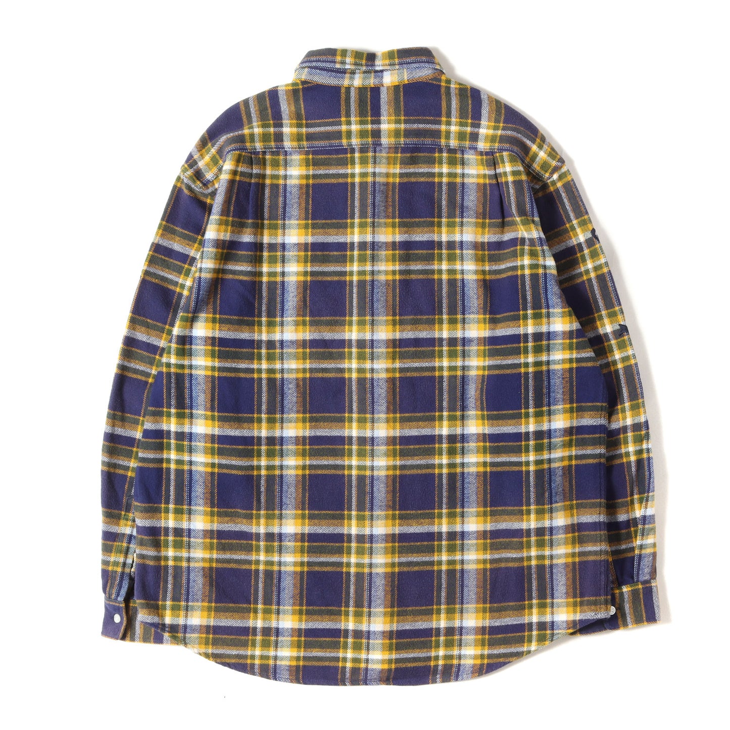 25SS フェード加工 袖ロゴ刺繍 チェック フランネルシャツ(Old English Plaid Flannel Shirt)