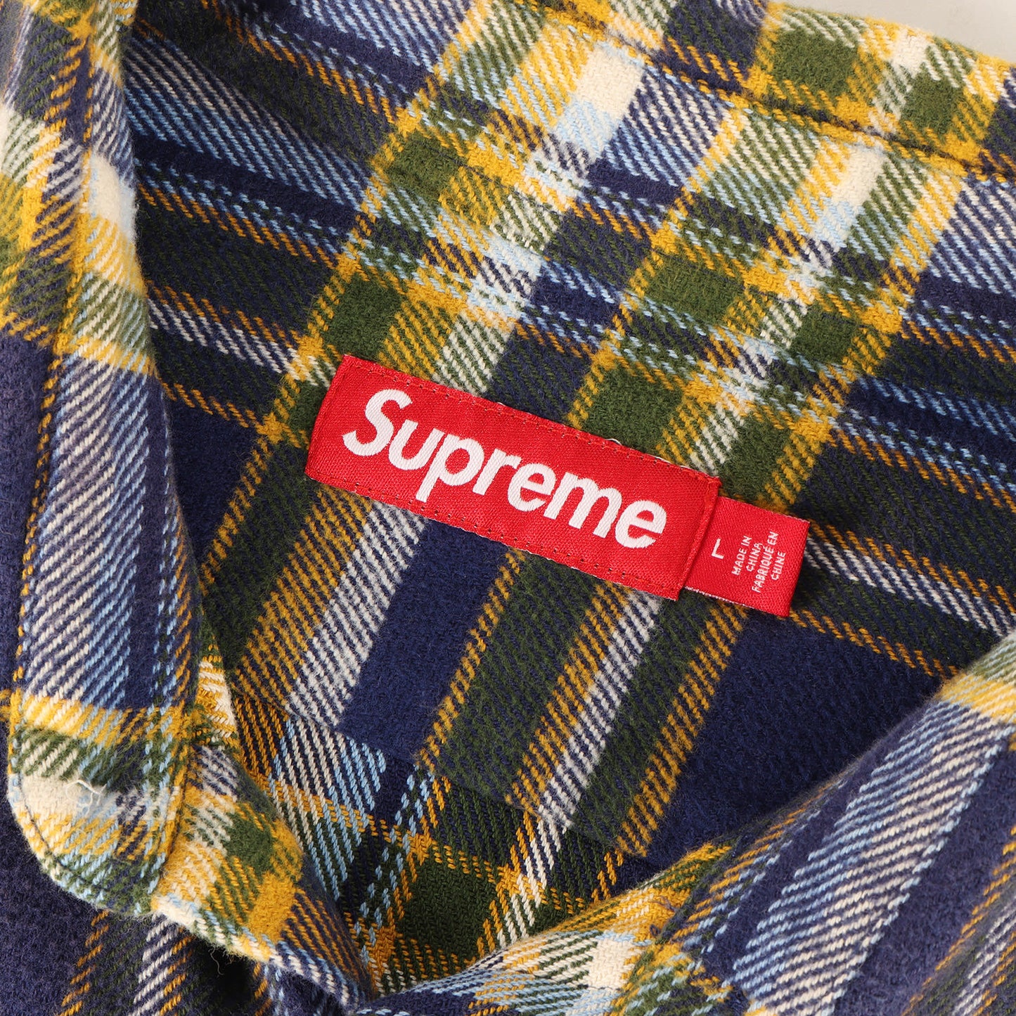 25SS フェード加工 袖ロゴ刺繍 チェック フランネルシャツ(Old English Plaid Flannel Shirt)