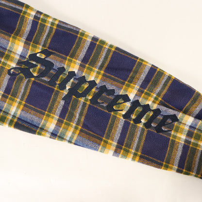 25SS フェード加工 袖ロゴ刺繍 チェック フランネルシャツ(Old English Plaid Flannel Shirt)