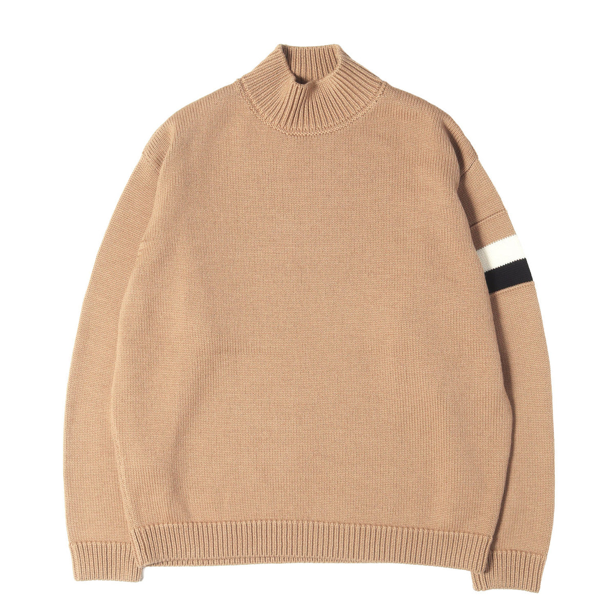 現行タグ 袖ライン ハイネック ウールニット セーター(wool signature stripe sweater)