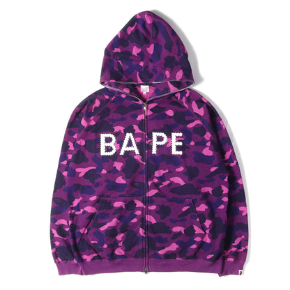 00s ラインストーン BAPEロゴ カラーカモ フルジップ スウェットパーカー