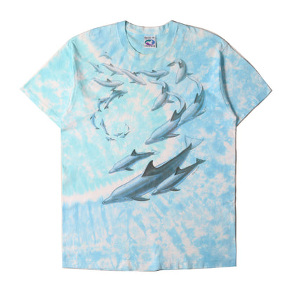 90s タイダイ染め イルカ アート Tシャツ / USA製 LIQUID BLUE