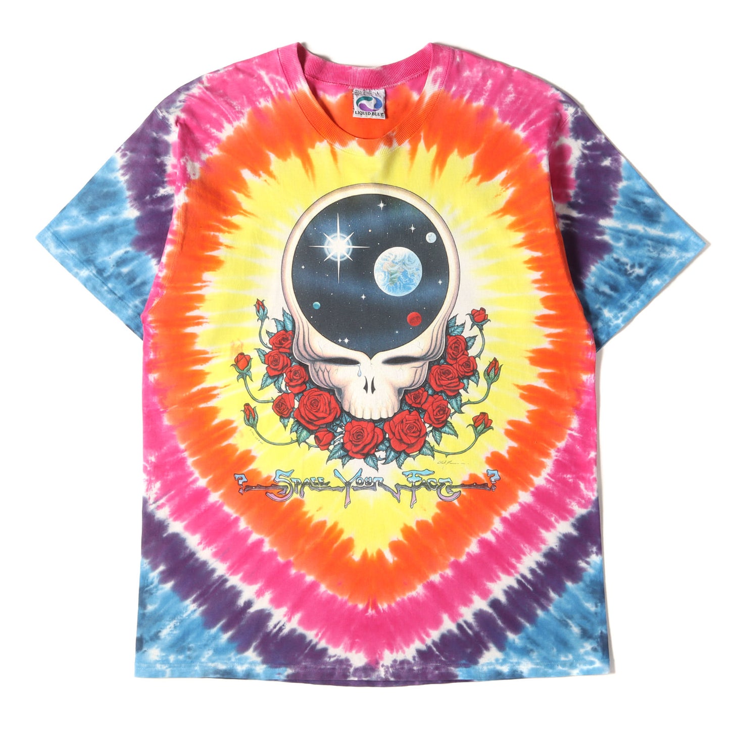 90s Grateful Dead Space Your Face タイダイ染め Tシャツ / USA製 LIQUID BLUE
