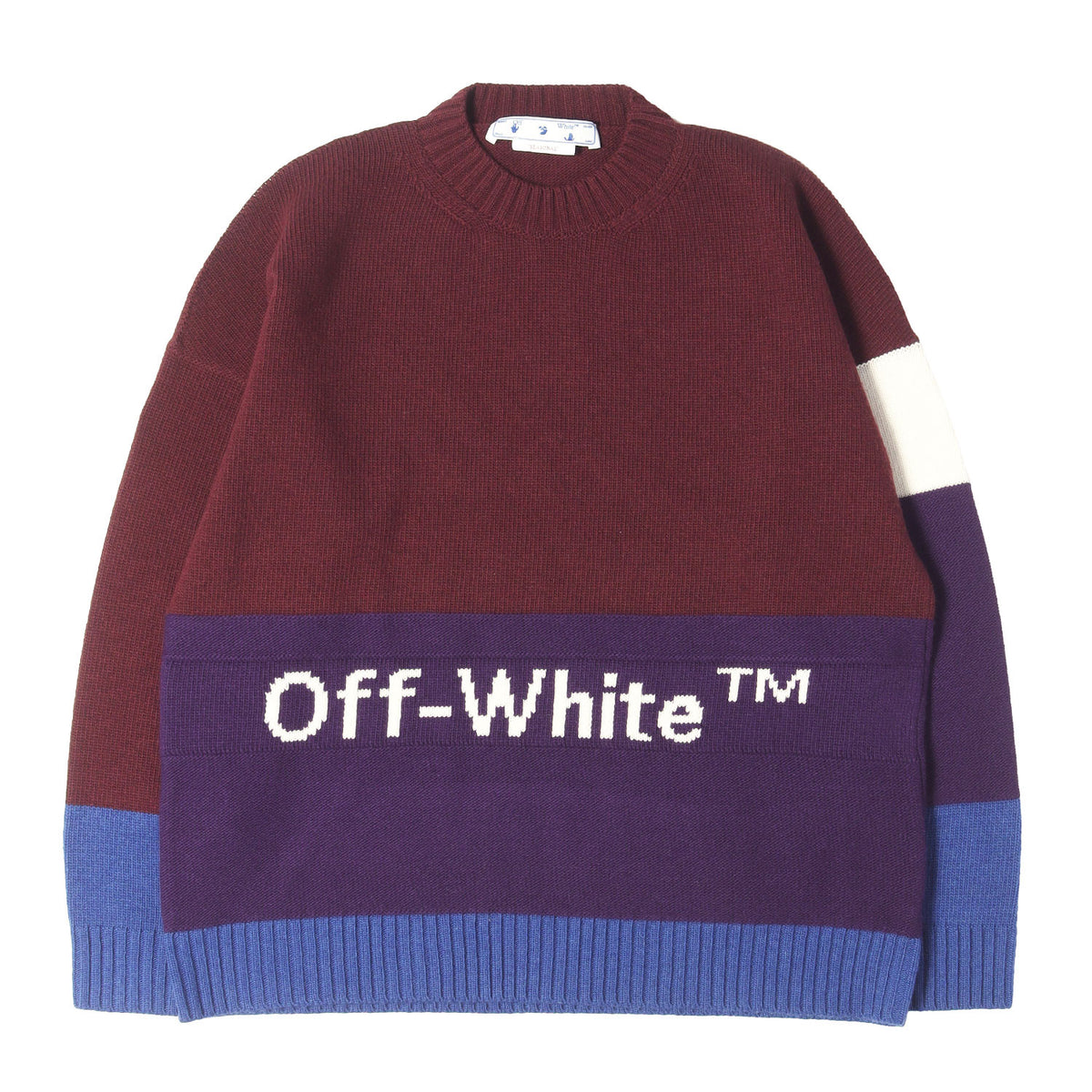 22AW カラーブロック オーバーサイズ クルーネック ウール ニット セーター (COLOR BLOCK OFF CREWNECK)
