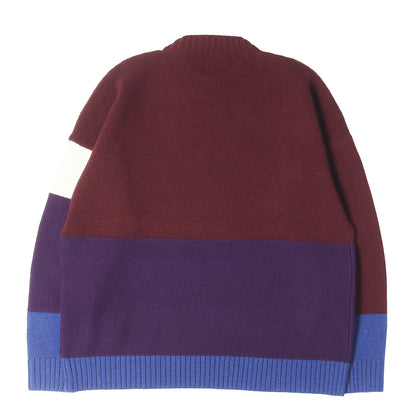 22AW カラーブロック オーバーサイズ クルーネック ウール ニット セーター (COLOR BLOCK OFF CREWNECK)