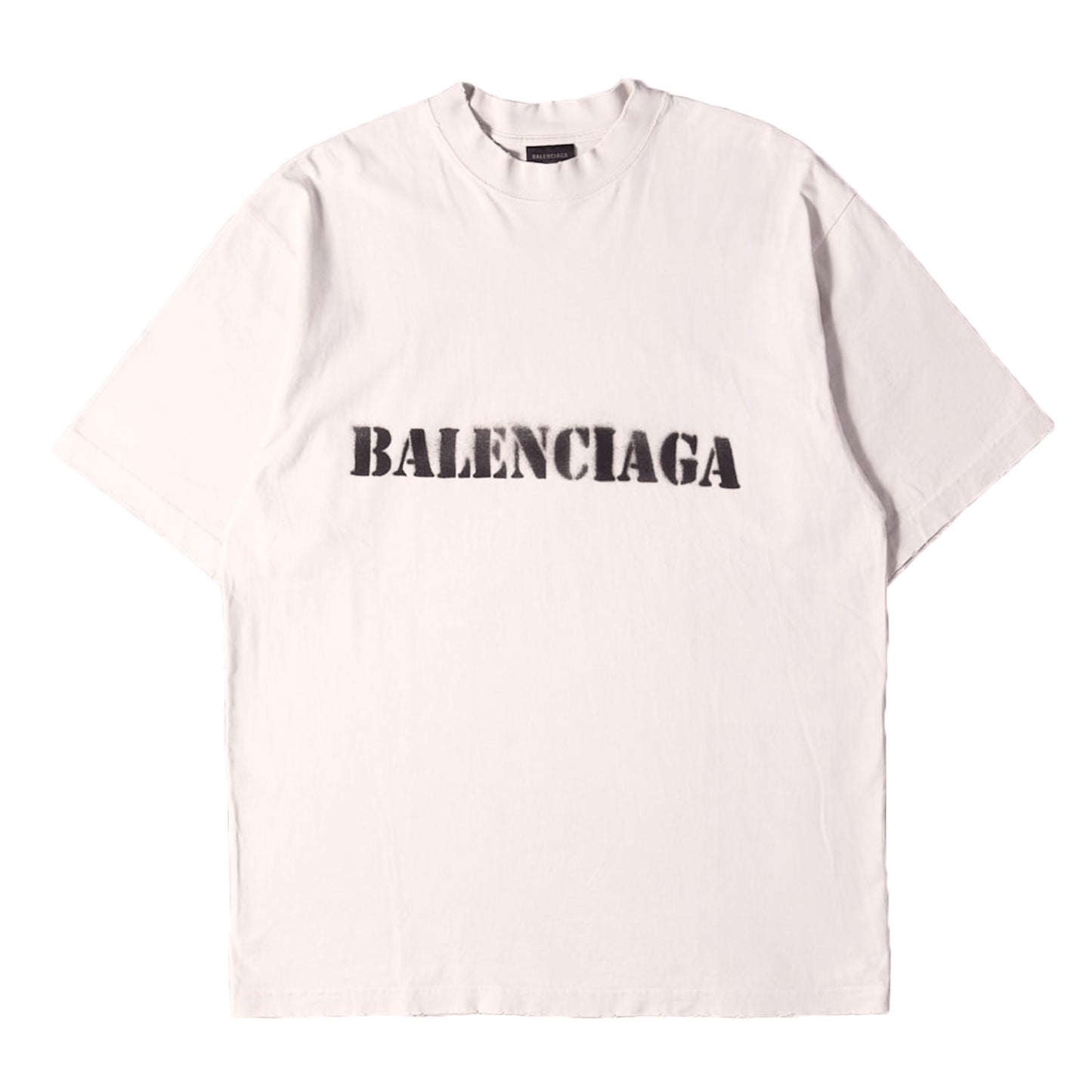 24SS ダメージ加工 ステンシルロゴ オーバーサイズ Tシャツ