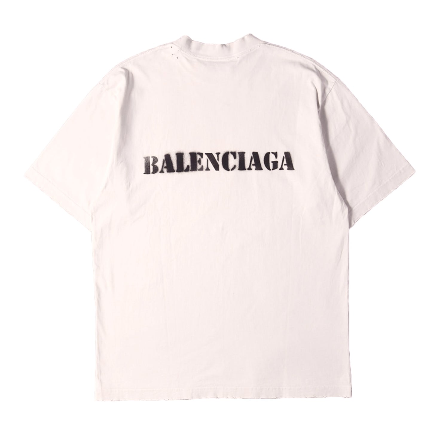 24SS ダメージ加工 ステンシルロゴ オーバーサイズ Tシャツ