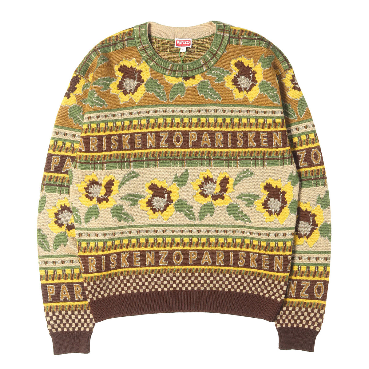 23AW フラワー柄 フェアアイル ウールニット セーター(Fairisle Crew Jumper)