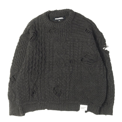 23AW サベージ加工 パッチワーク ニット セーター(PATCHWORK SAVAGE SWEATER)