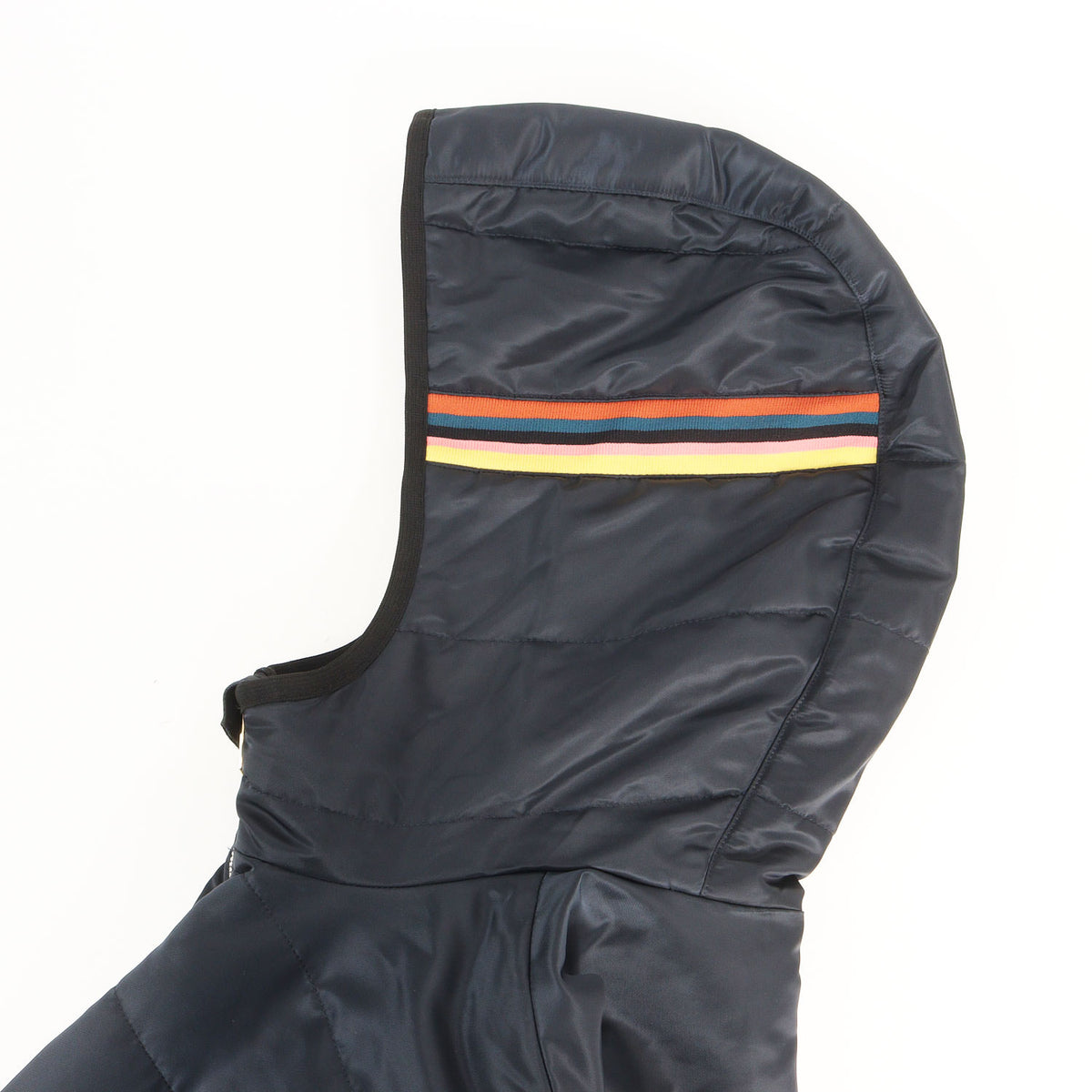 22AW フード マルチストライプ ナイロン 中綿ジャケット