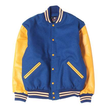 袖フェイクレザー メルトンウール スタジャン (Varsity Wool Leather Jacket) USA製