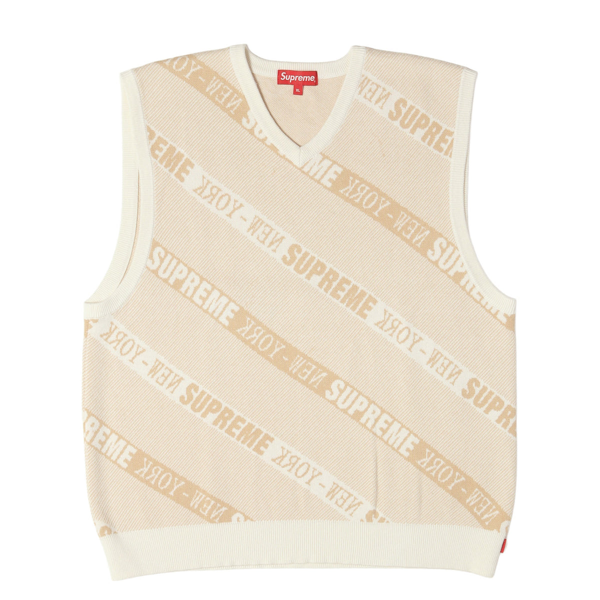 22SS ストライプロゴ Vネック ニットベスト (Stripe Sweater Vest)