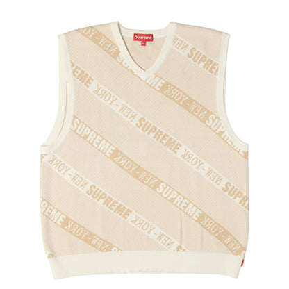 22SS ストライプロゴ Vネック ニットベスト (Stripe Sweater Vest)