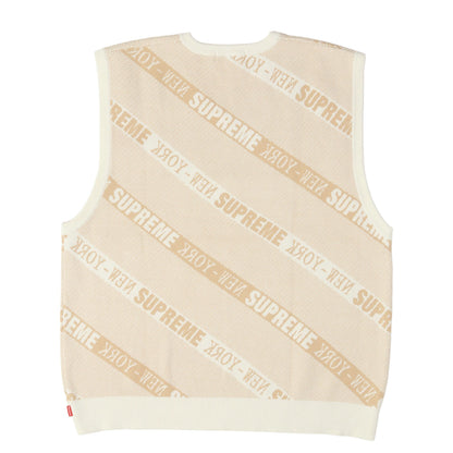 22SS ストライプロゴ Vネック ニットベスト (Stripe Sweater Vest)