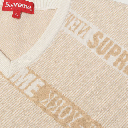 22SS ストライプロゴ Vネック ニットベスト (Stripe Sweater Vest)