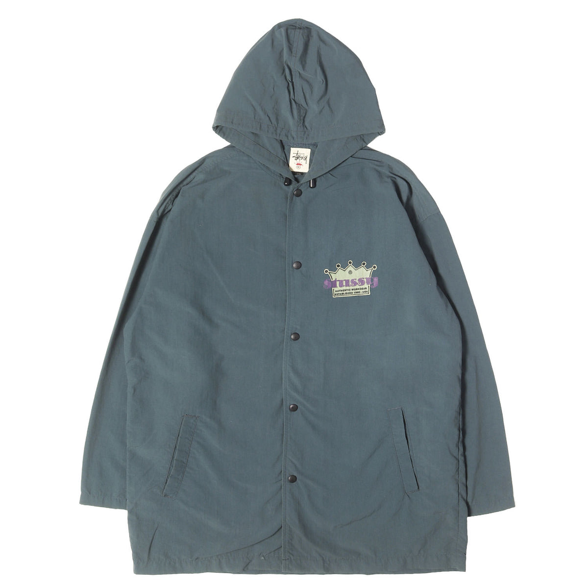 90s OLD STUSSY 白タグ クラウンロゴ フード付き コーチジャケット(USA製)