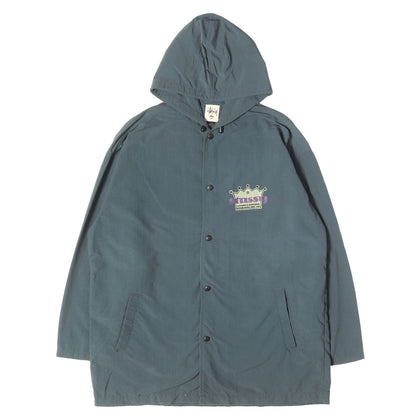 90s OLD STUSSY 白タグ クラウンロゴ フード付き コーチジャケット(USA製)