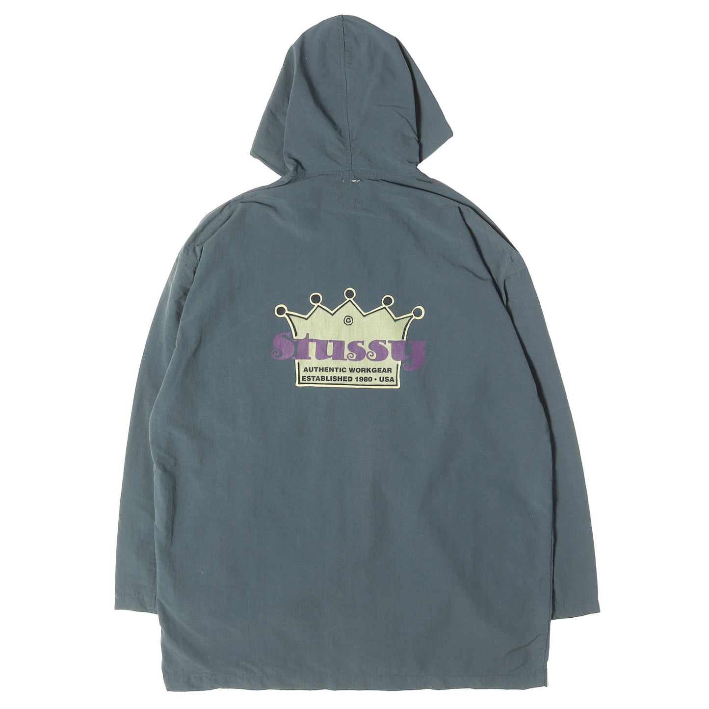 90s OLD STUSSY 白タグ クラウンロゴ フード付き コーチジャケット(USA製)