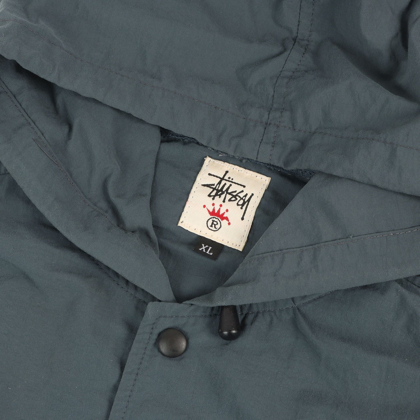 90s OLD STUSSY 白タグ クラウンロゴ フード付き コーチジャケット(USA製)