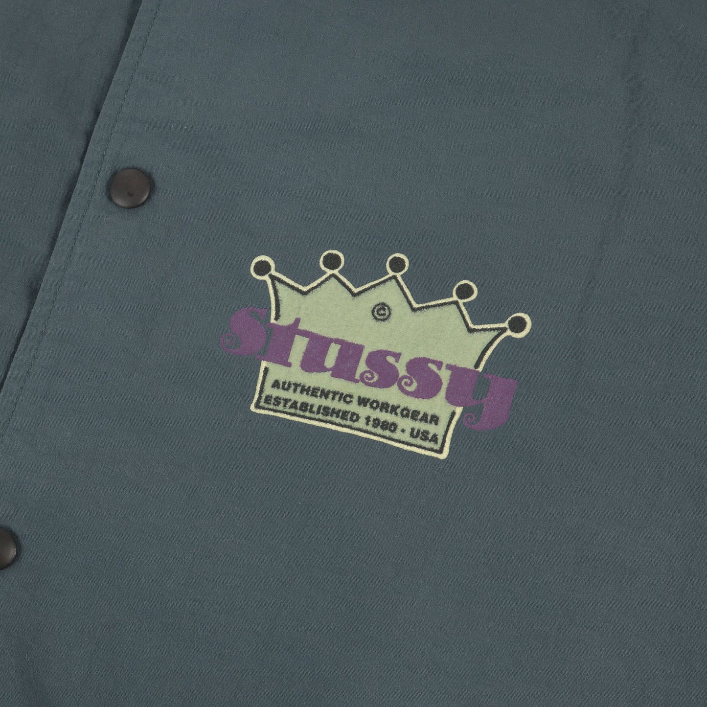 90s OLD STUSSY 白タグ クラウンロゴ フード付き コーチジャケット(USA製)