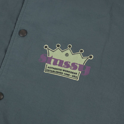 90s OLD STUSSY 白タグ クラウンロゴ フード付き コーチジャケット(USA製)