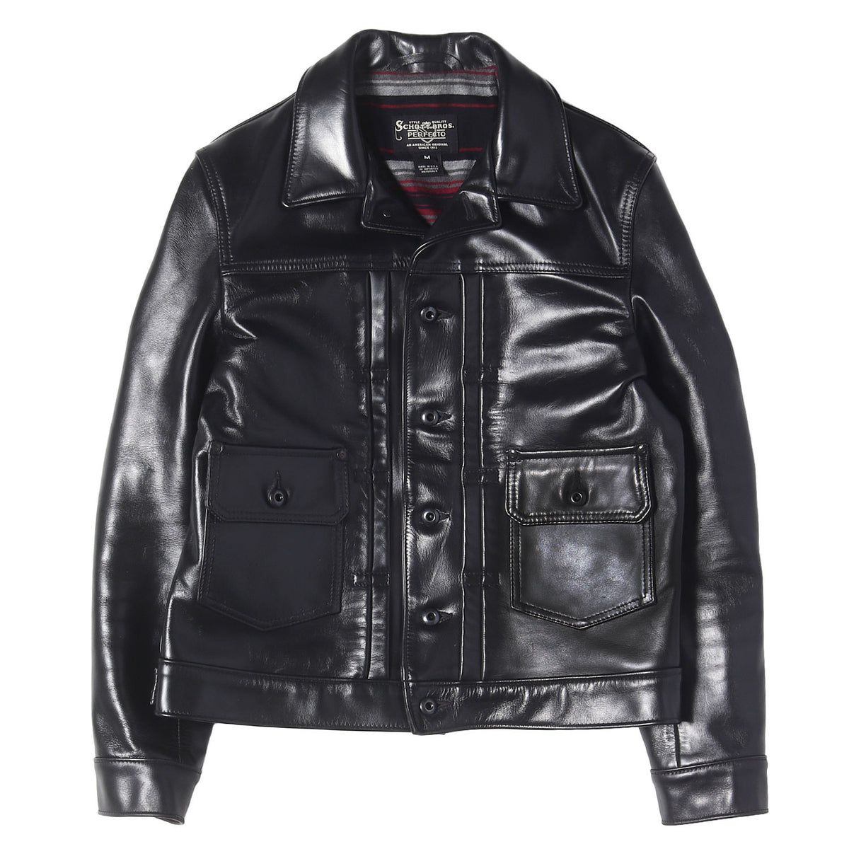 ボーダーブランケット付き ホースハイドレザー メカニック ジャケット (P620H HORSEHIDE MECHANIC'S JACKET)