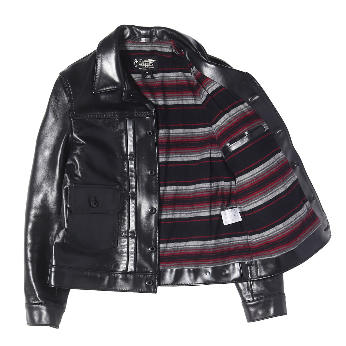 ボーダーブランケット付き ホースハイドレザー メカニック ジャケット (P620H HORSEHIDE MECHANIC'S JACKET)