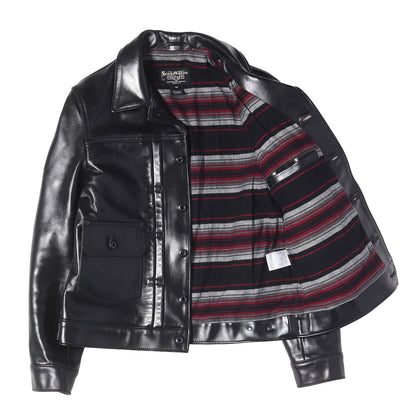 ボーダーブランケット付き ホースハイドレザー メカニック ジャケット (P620H HORSEHIDE MECHANIC'S JACKET)