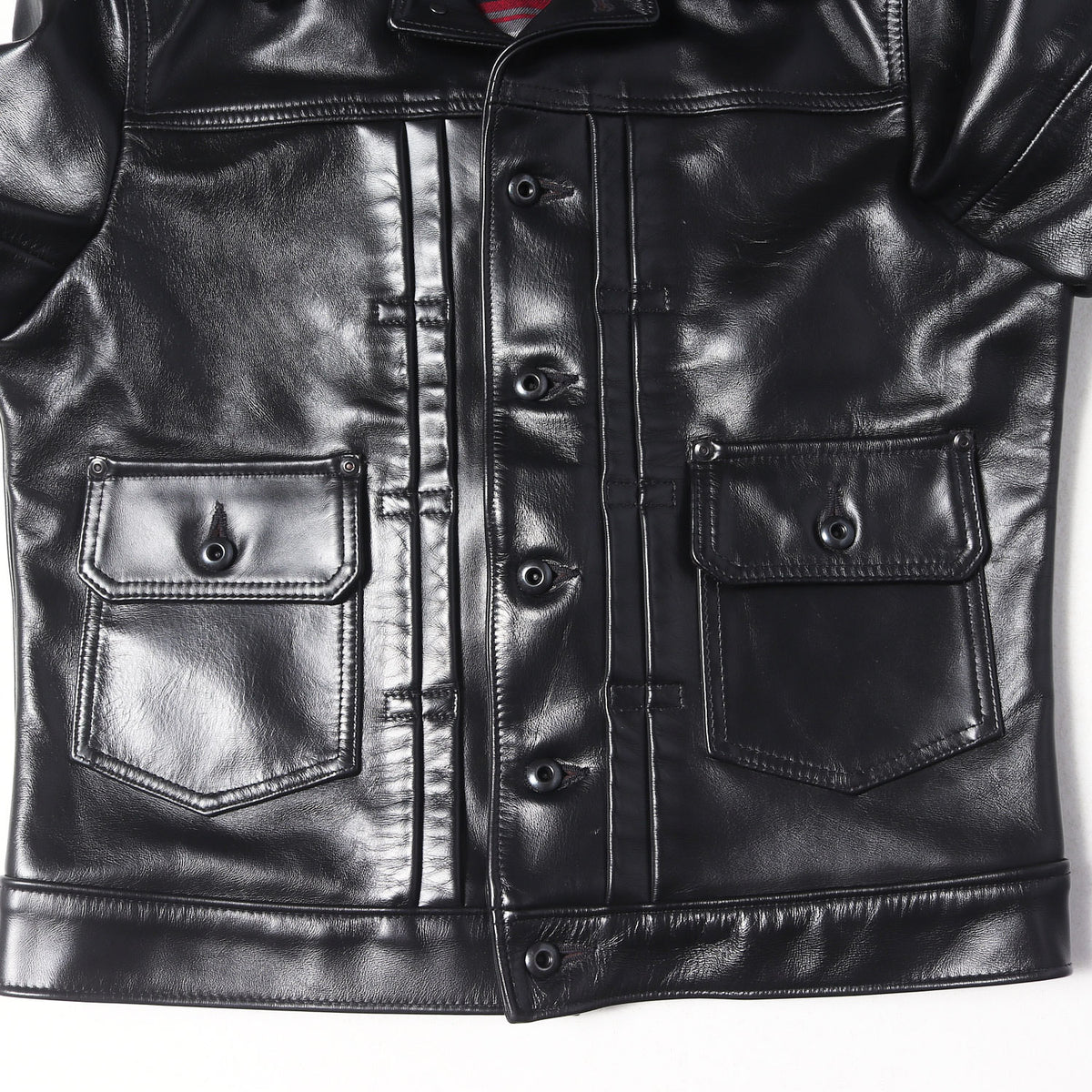 ボーダーブランケット付き ホースハイドレザー メカニック ジャケット (P620H HORSEHIDE MECHANIC'S JACKET)