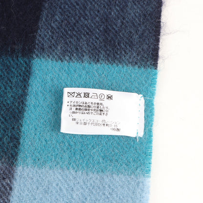 ロゴ刺繍 チェック ウール マフラー