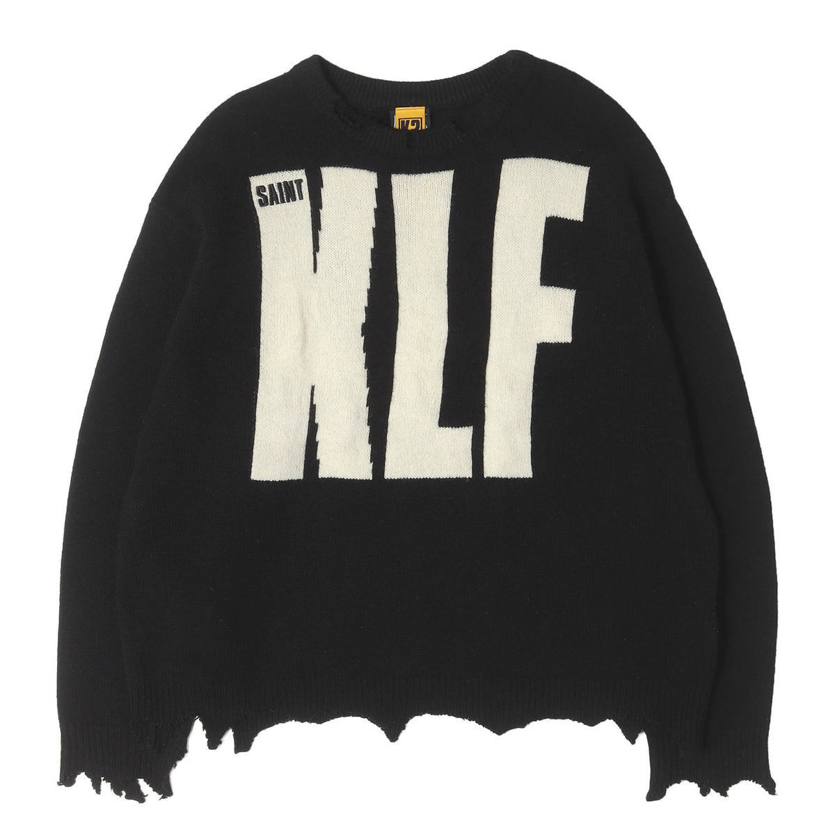 25AW ×The KLF ダメージ加工 KLFロゴ オーバーサイズ ウールニット(KLF_CREW NECK KNIT/KLF)