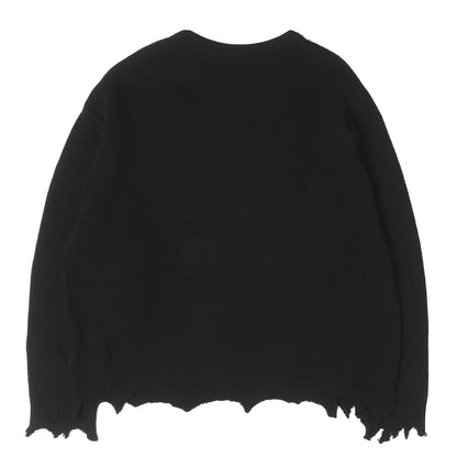 25AW ×The KLF ダメージ加工 KLFロゴ オーバーサイズ ウールニット(KLF_CREW NECK KNIT/KLF)
