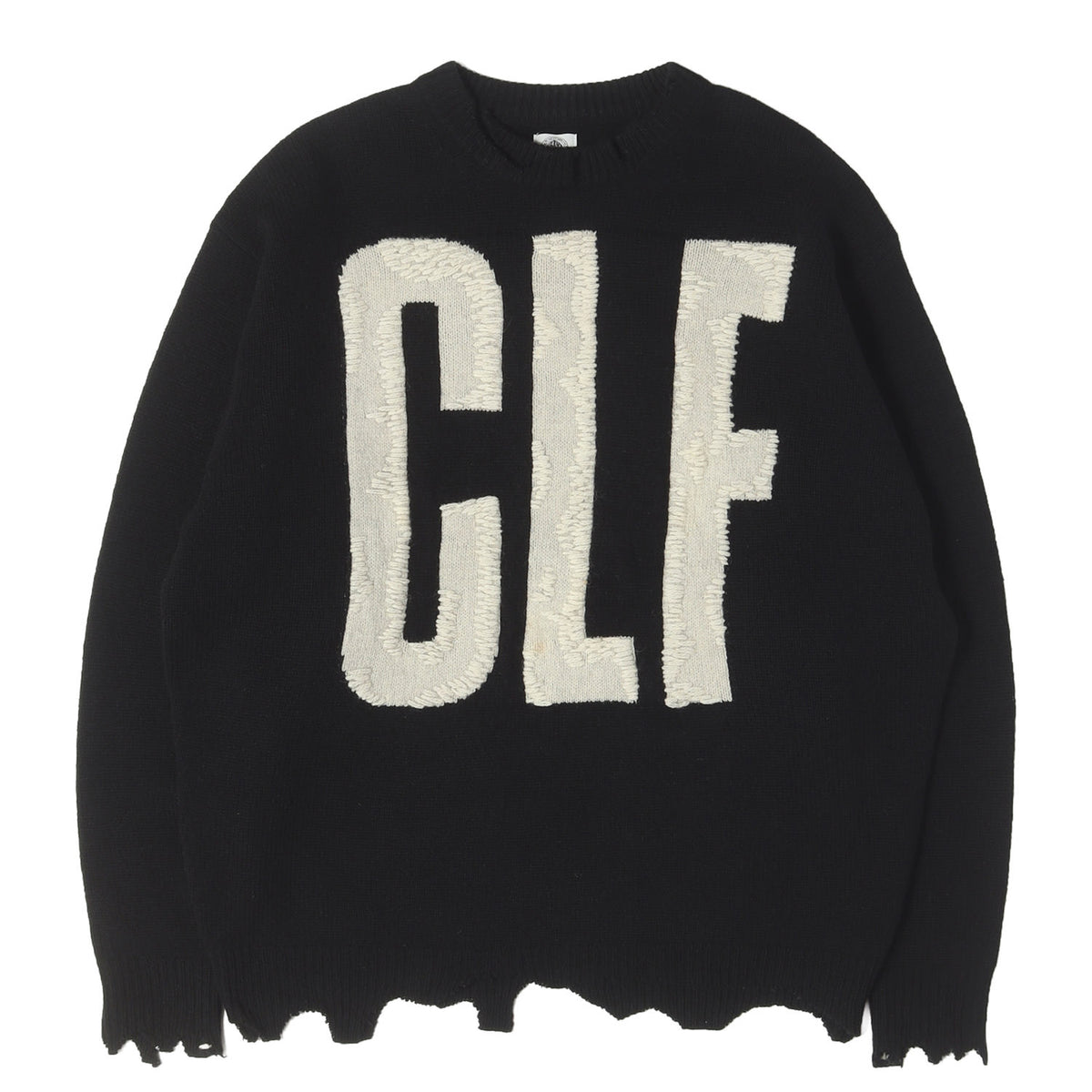 22AW ダメージ加工 CLFロゴ オーバーサイズ ウールニット(KNIT / CLF)