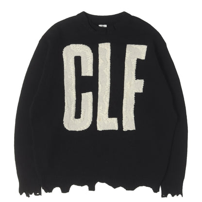 22AW ダメージ加工 CLFロゴ オーバーサイズ ウールニット(KNIT / CLF)