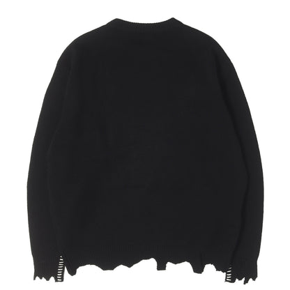22AW ダメージ加工 CLFロゴ オーバーサイズ ウールニット(KNIT / CLF)