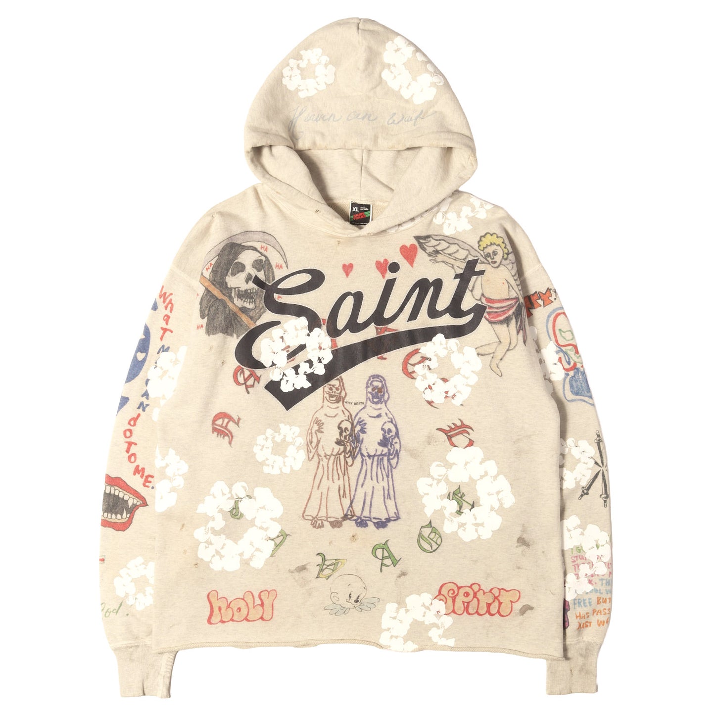 22SS ×DENIM TEARS ヴィンテージ加工 スウェットパーカー(HOODIE / GREENAFFITTI)