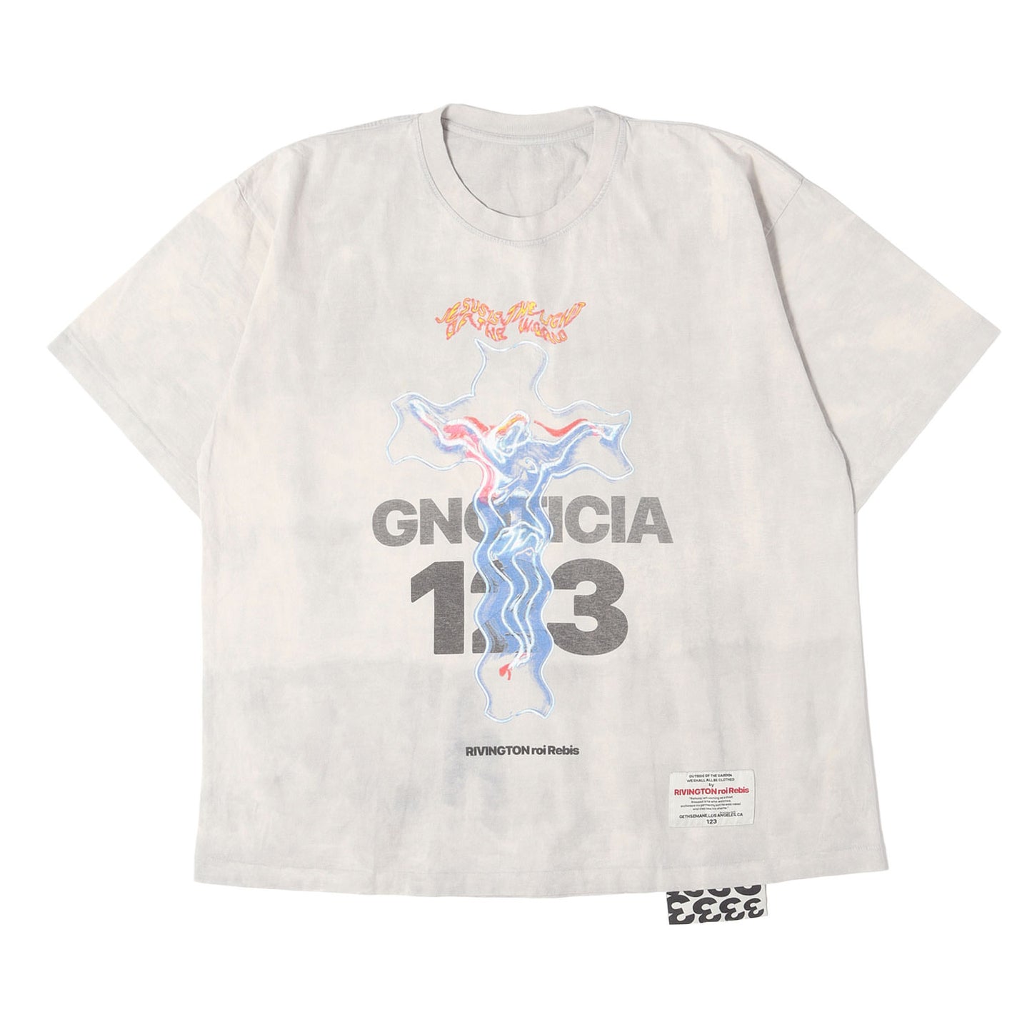 ブリーチ加工 バーニングクロス オーバーサイズ Tシャツ(BURNING CROSS PRINT T-SHIRT)